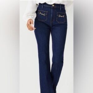NWT LOFT Horsebit Dark Blue Flare Leg Jeans Size 12